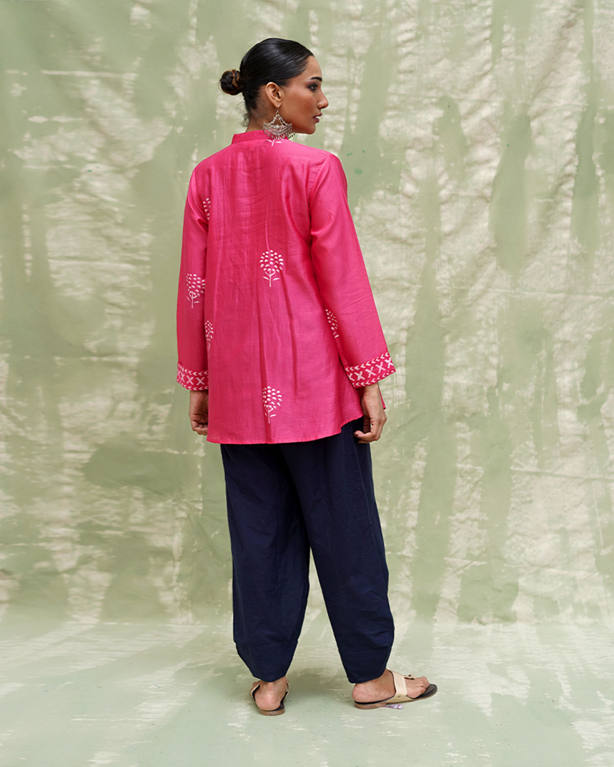 Tera Khumaar Pink Handblock Printed Chanderi Silk Kurti - CHD