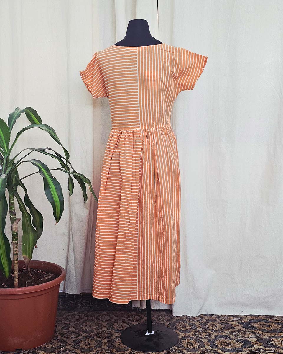 Mangala Rust handblock printed Cotton dress - Love Despite