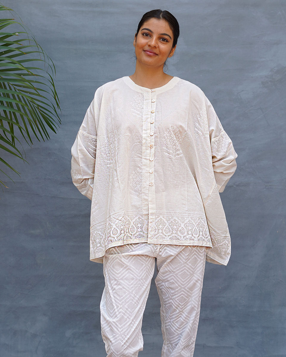 Morning Butter Ivory Block Printed Top - SFD