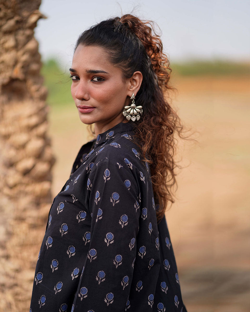 Falling Starlight Blockprinted Cotton Top-WWB