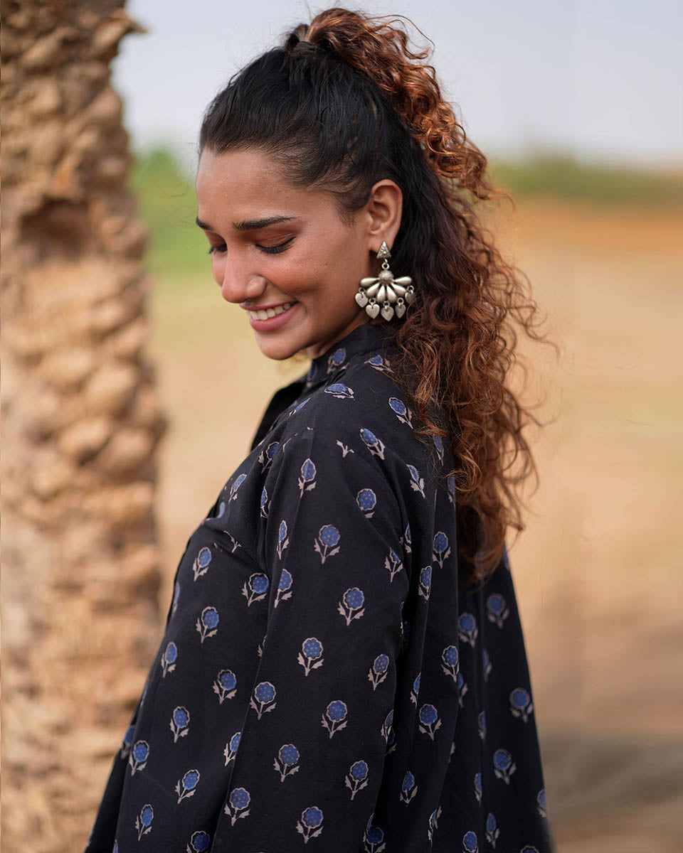 Falling Starlight Blockprinted Cotton Top-WWB