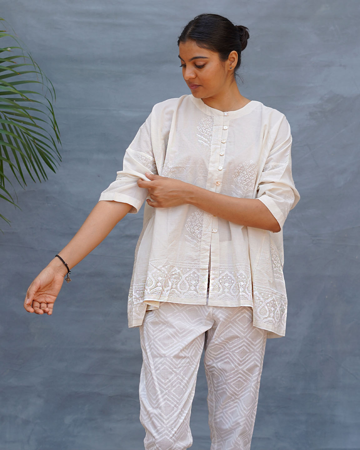 Morning Butter Ivory Block Printed Top - SFD