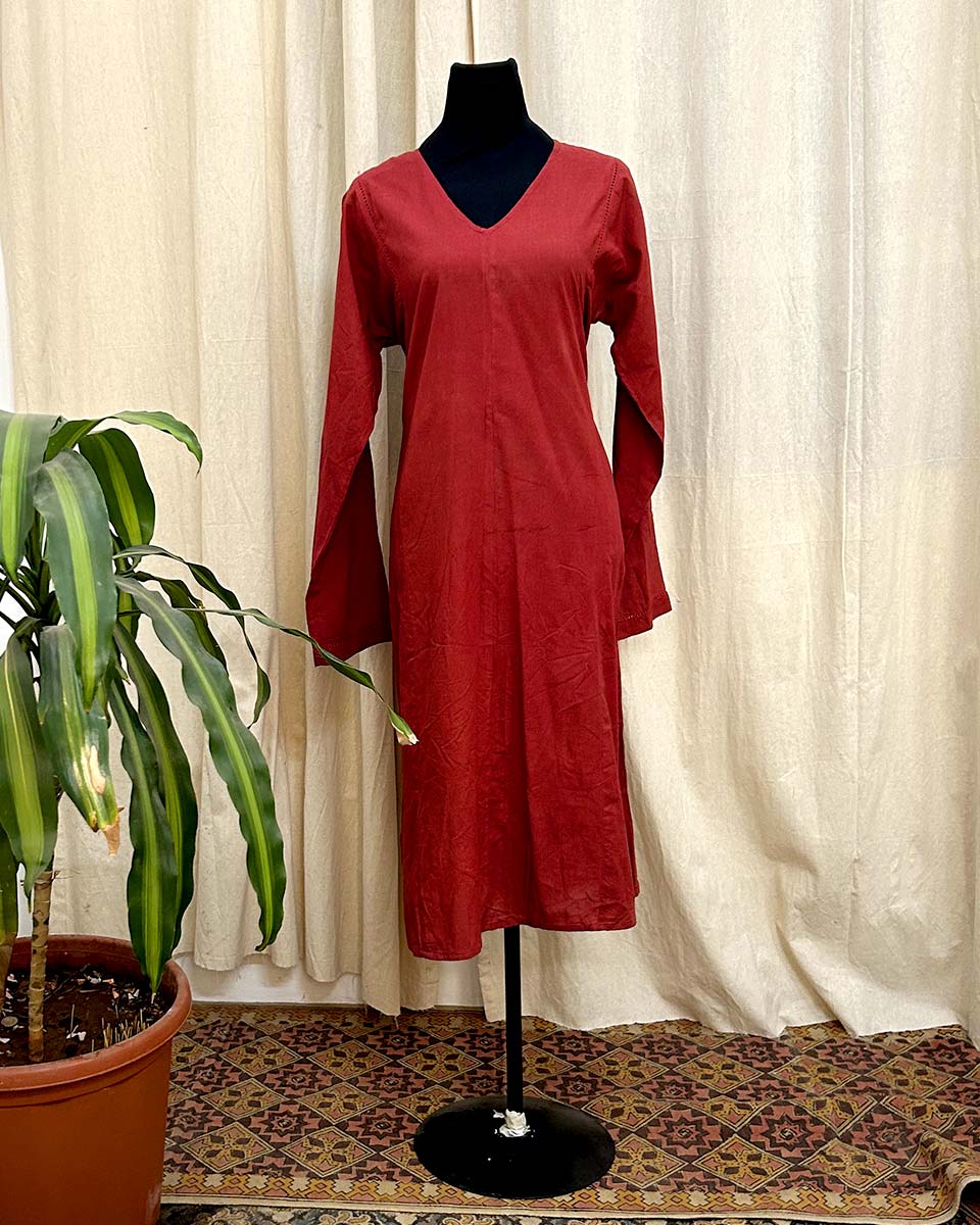 Gulnaar Red Cotton kurta - LD
