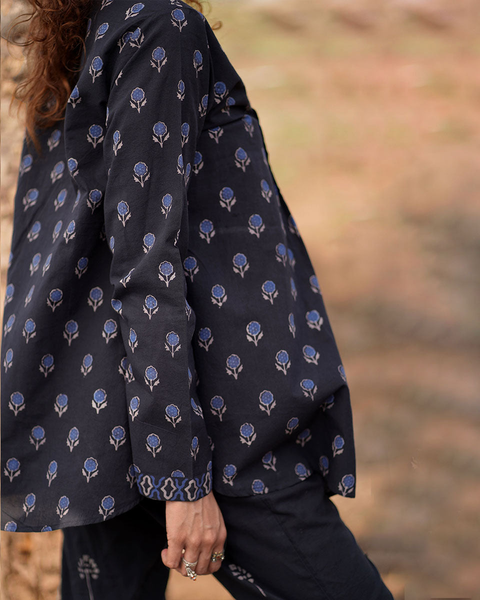 Falling Starlight Blockprinted Cotton Top-WWB