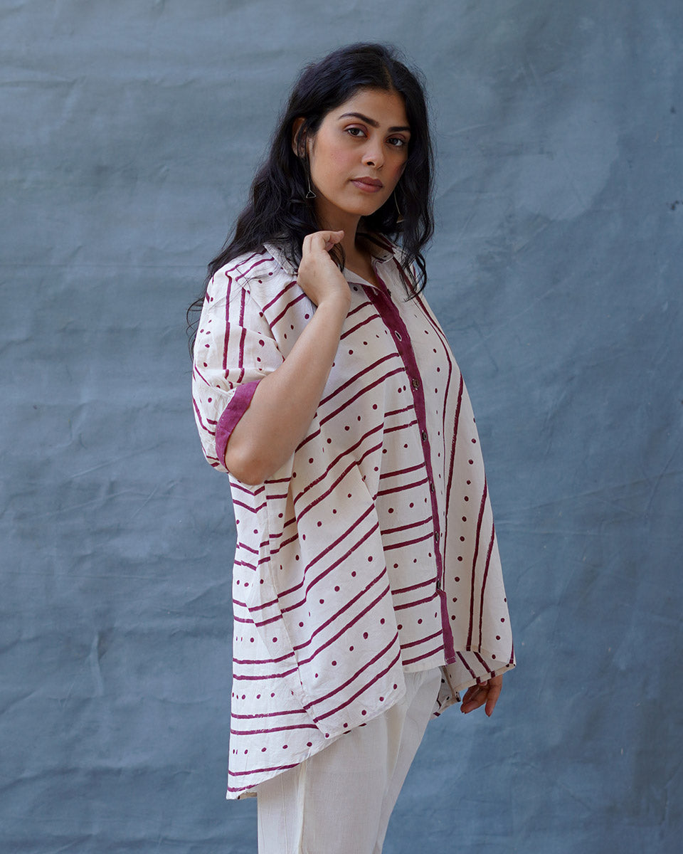 Megha Re Ivory Block Printed Cotton Shirt - WW