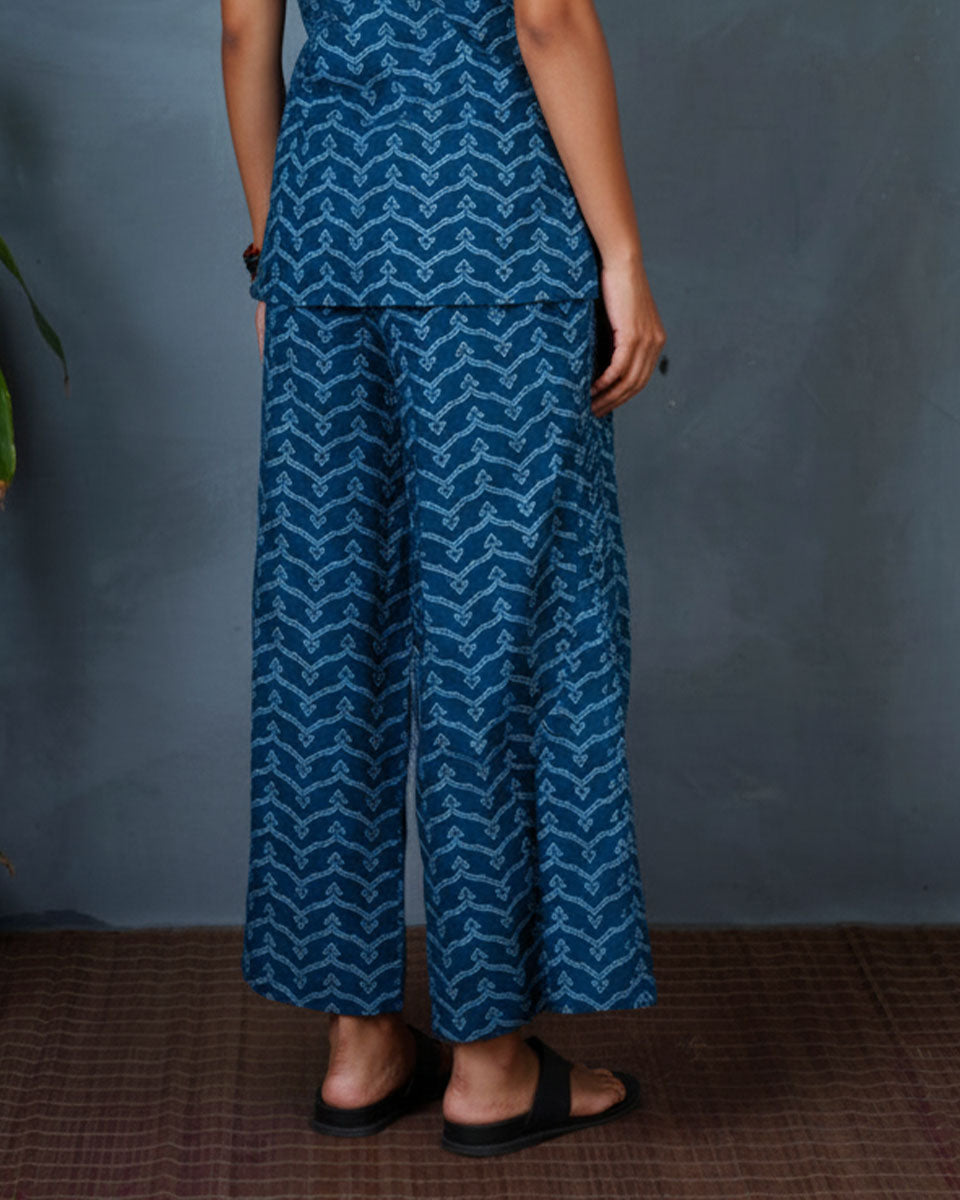 Snehal Teal Green Hand Block Printed Bottom Pant-MYA