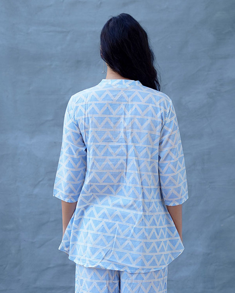 Kuhu Ivory Hand Block Printed Top-BAD