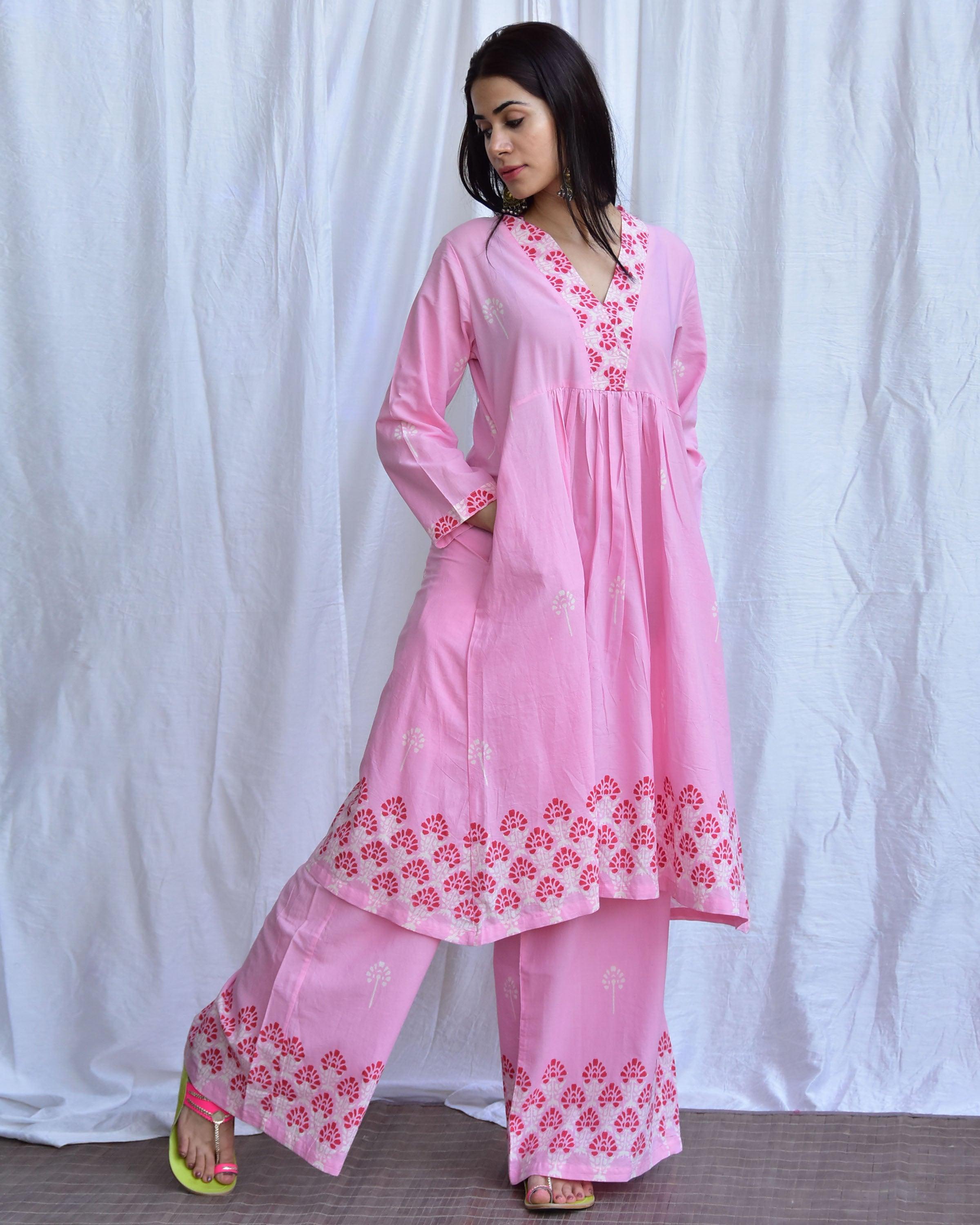 Mausam- E - Bahar Handblockprinted Cotton Kurta Set Of 2-Sor