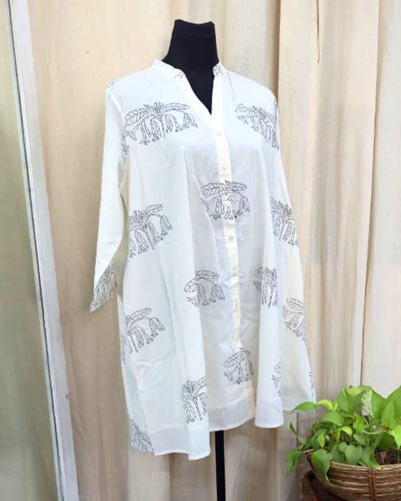 Noorline White Handblock printed kurta - Love Despite
