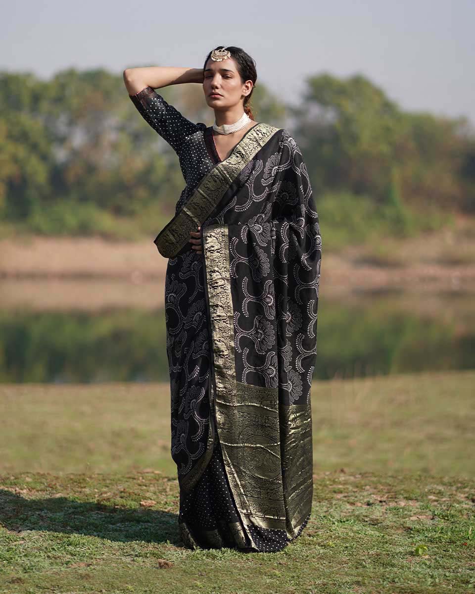 Rasika Blockprinted Dola Silk Saree - RB