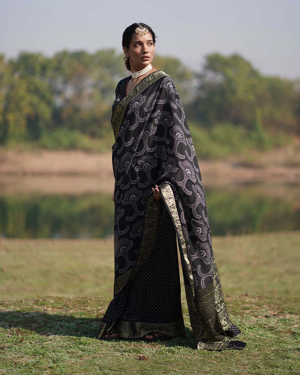 Rasika Blockprinted Dola Silk Saree - RB