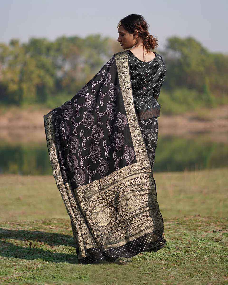Rasika Blockprinted Dola Silk Saree - RB