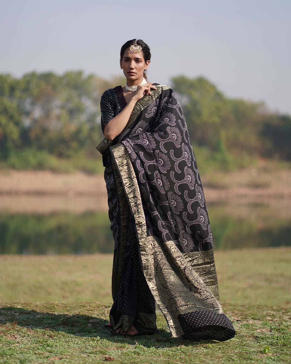 Rasika Blockprinted Dola Silk Saree - RB