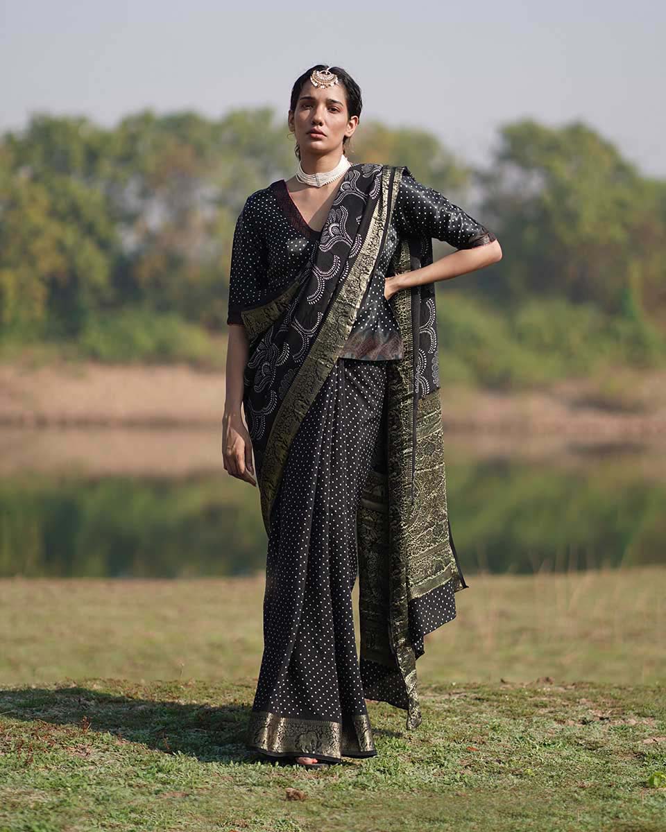 Rasika Blockprinted Dola Silk Saree - RB