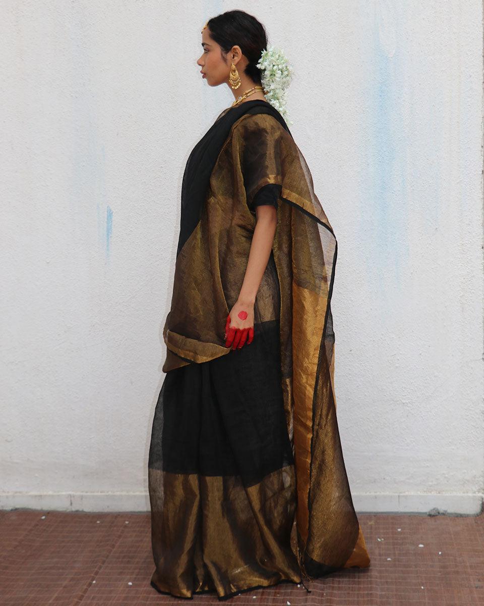 Linen saree | Linen zari saree | Linen saree online | Chidiyaa