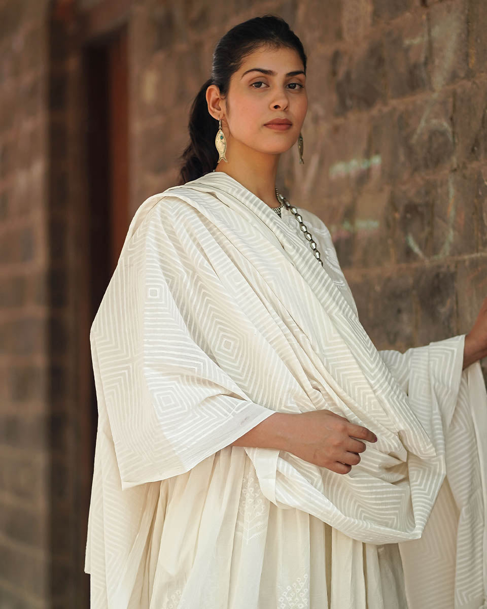Dupatta Designs | White Cotton Dupatta | Dupatta for women | Summer | Chidiyaa