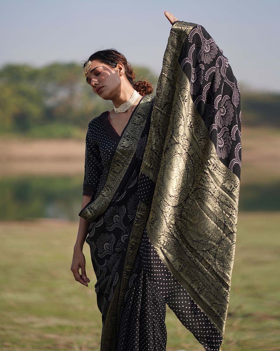 Rasika Blockprinted Dola Silk Saree - RB