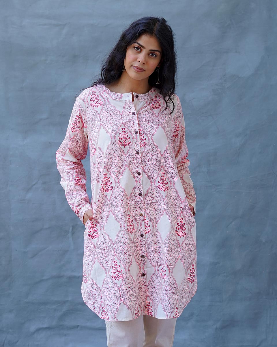 Promise of a Primrose Blush Pink Hand Block Print Kurti - MMG