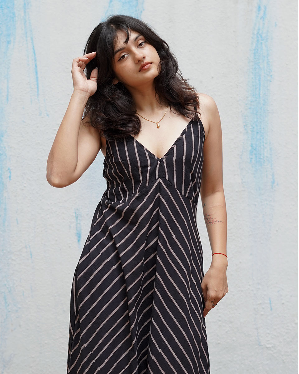 Super Moon Handblock Print Cotton Dress - MNCH