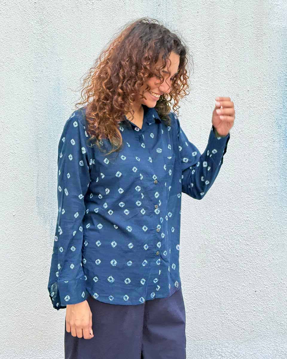 Bard of Blue Bandhej Cotton Shirt