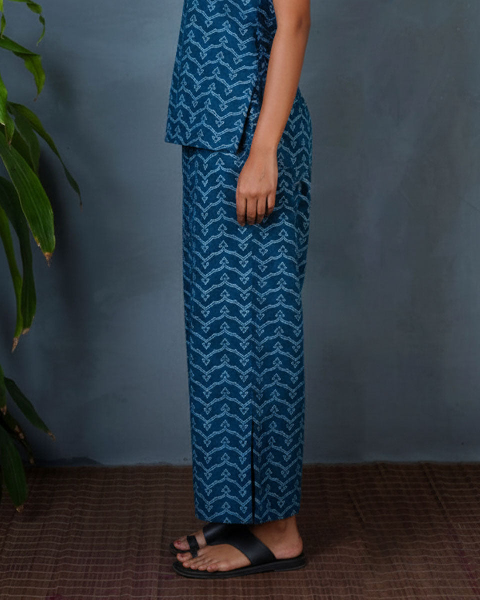 Snehal Teal Green Hand Block Printed Bottom Pant-MYA