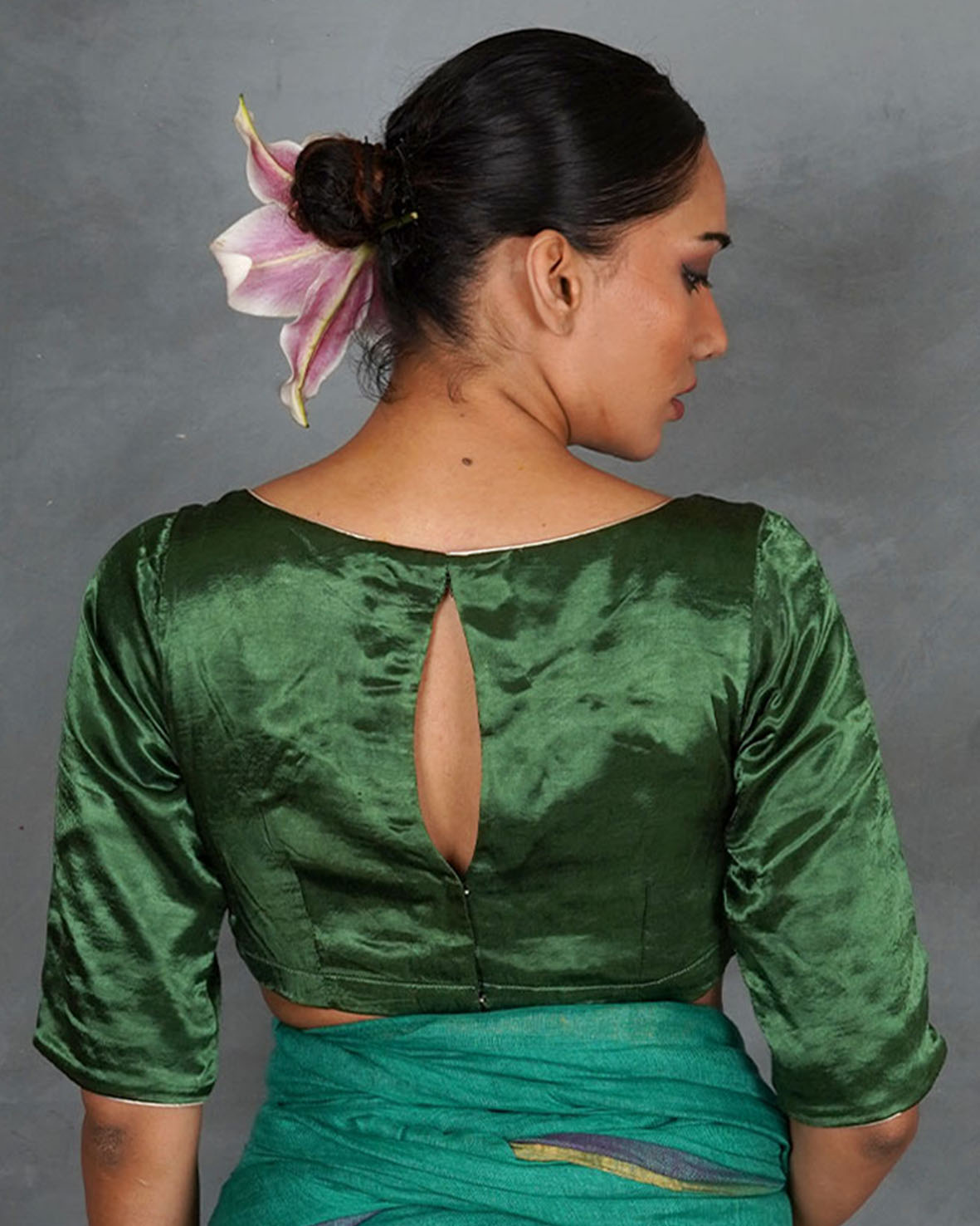 Light Within Green Mashru Silk Blouse - TARA