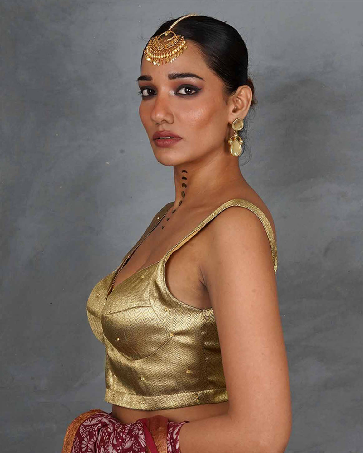 Aureya Gold Tissue Silk Blouse - TARA