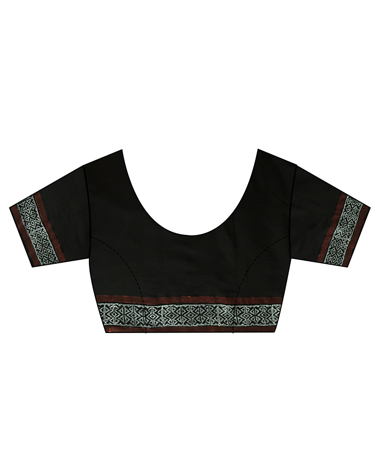 Blush of Dusk Black Block printed Cotton Saree