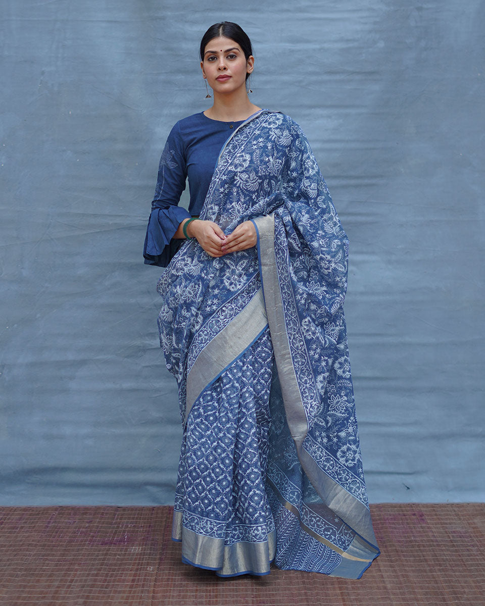 kota doria saree | blue saree for women | saree for women