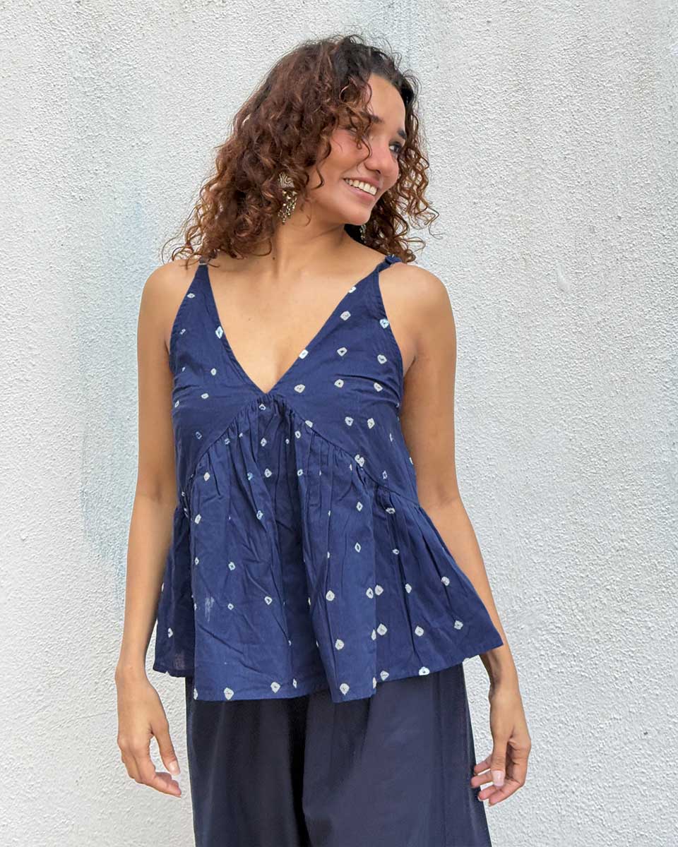 Sapphire Spell Bandhej Cotton Top