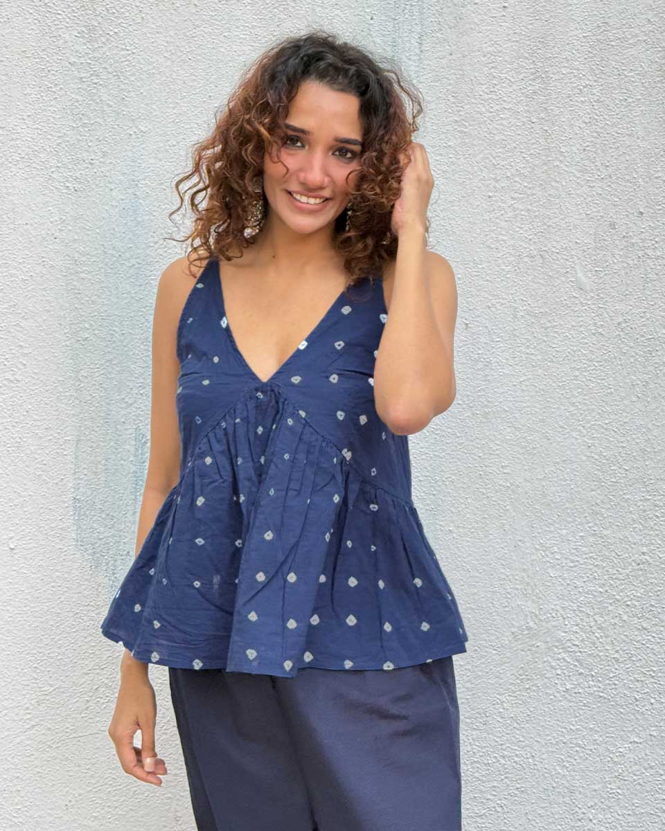 Sapphire Spell Bandhej Cotton Top