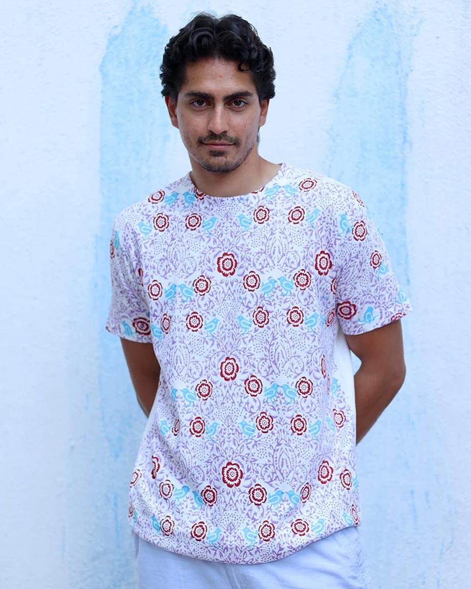 Rohan Multi Colours Hand Block Print CottonT- Shirt - TOF