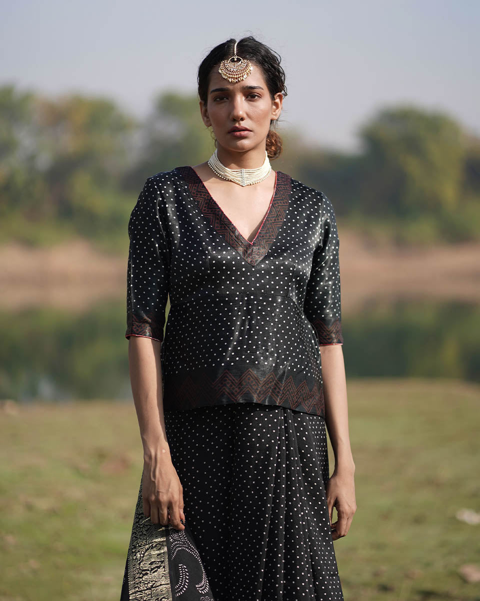 Radhika Blockprinted Mashru Silk Blouse - RB