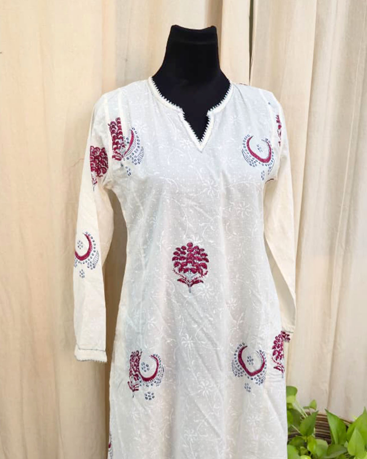 Heritage White Hand block Print Kurta - Love Despite