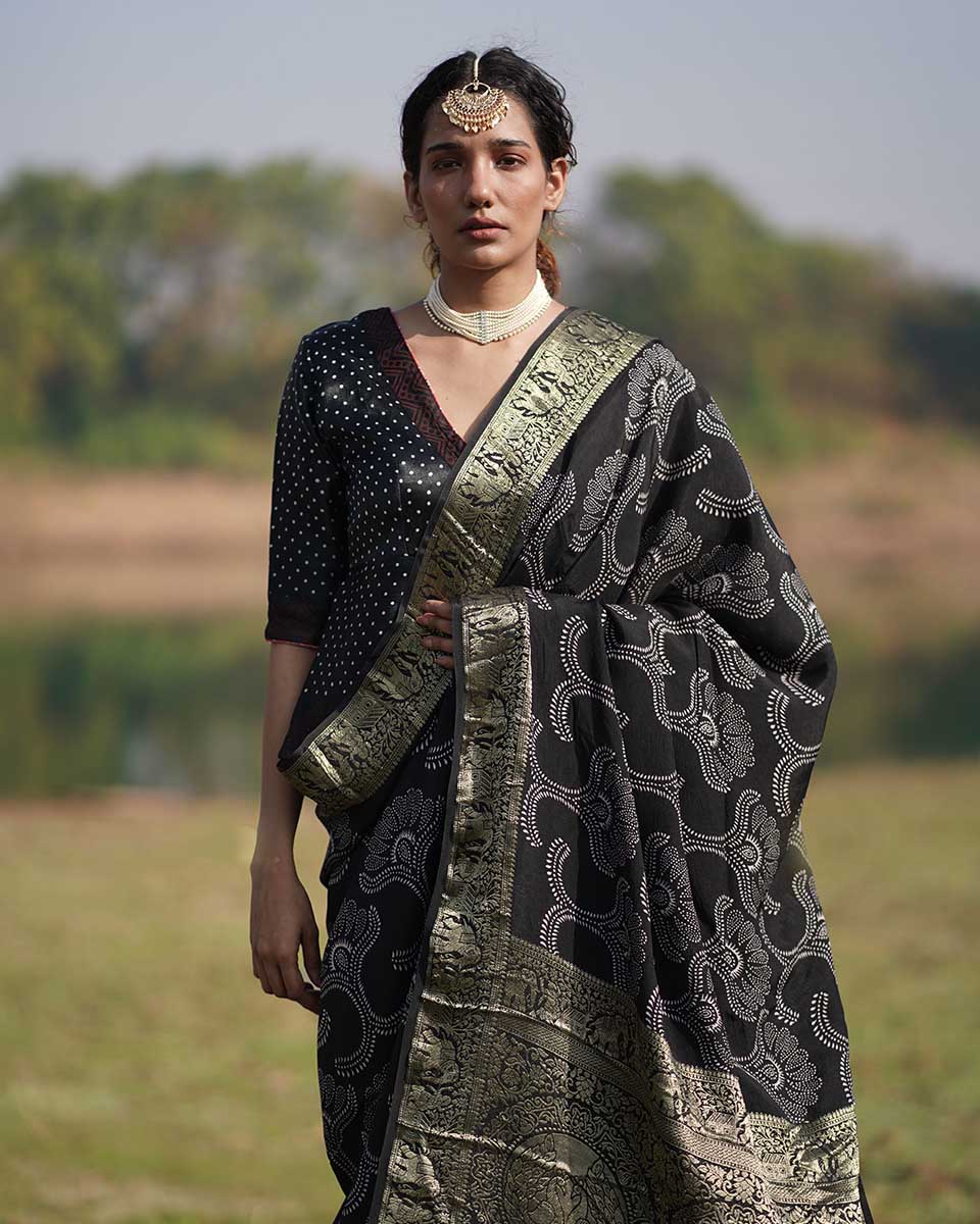 Radhika Blockprinted Mashru Silk Blouse - RB