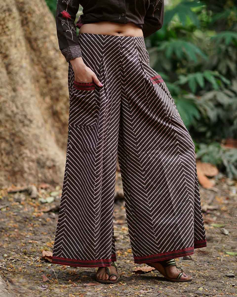 Pankhuri Brown Block Printed Cotton Pant - WW