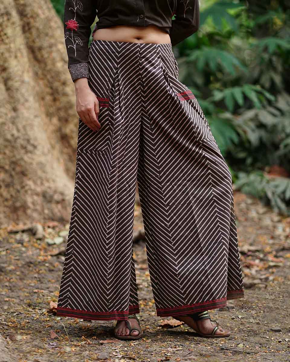 Pankhuri Brown Block Printed Cotton Pant - WW