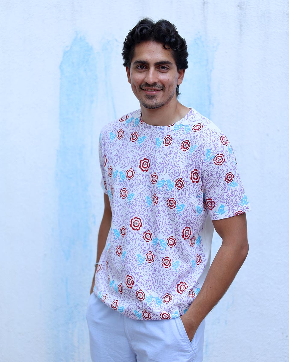 Rohan Multi Colours Hand Block Print CottonT- Shirt - TOF