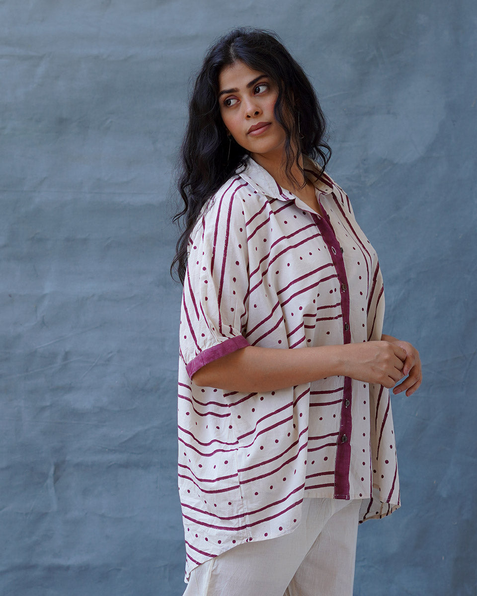Megha Re Ivory Block Printed Cotton Shirt - WW