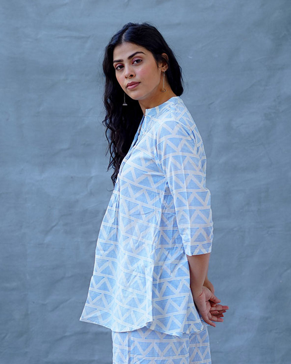 Kuhu Ivory Hand Block Printed Top-BAD