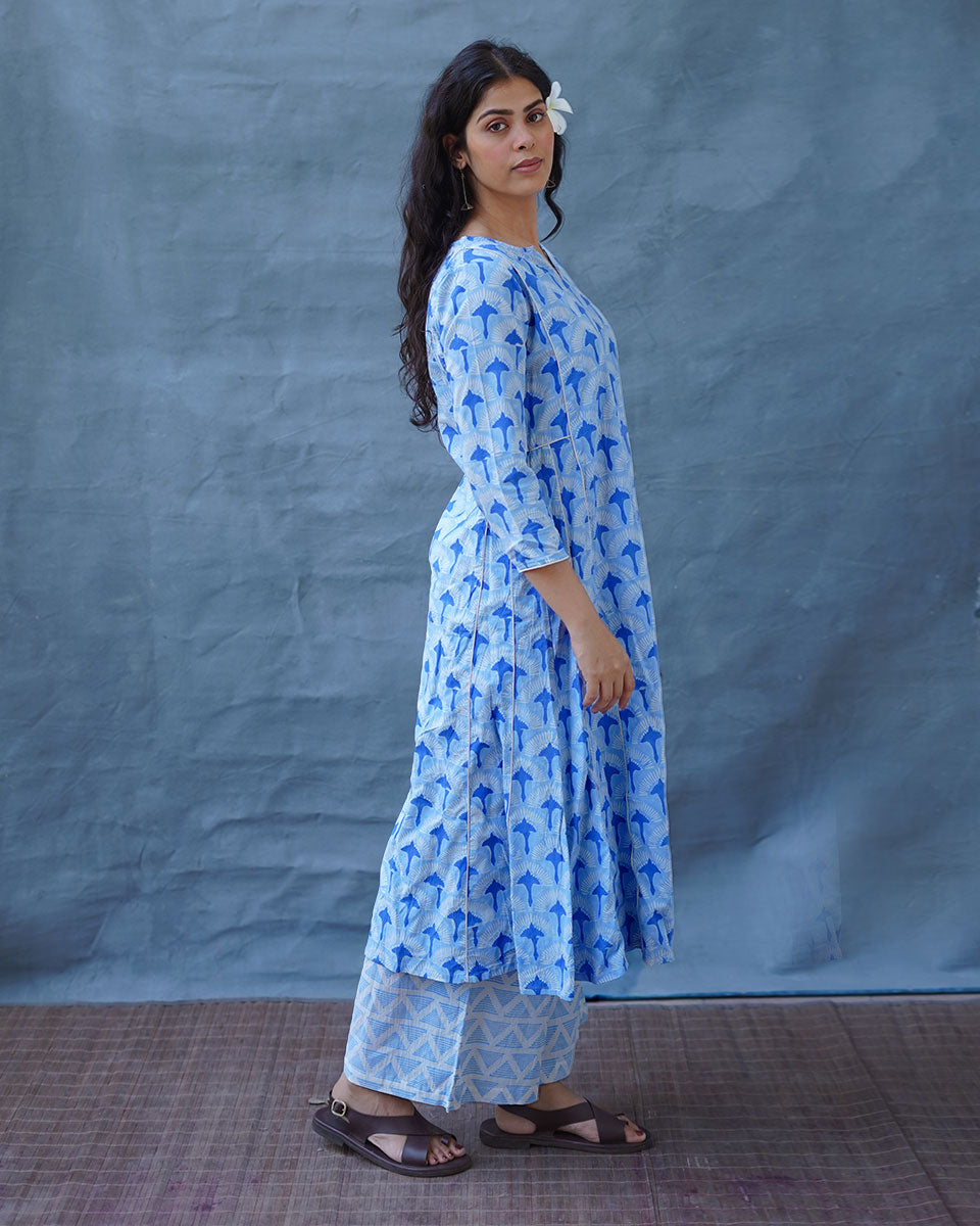 Pakhi Blue Hand Block Printed Kurti-BAD
