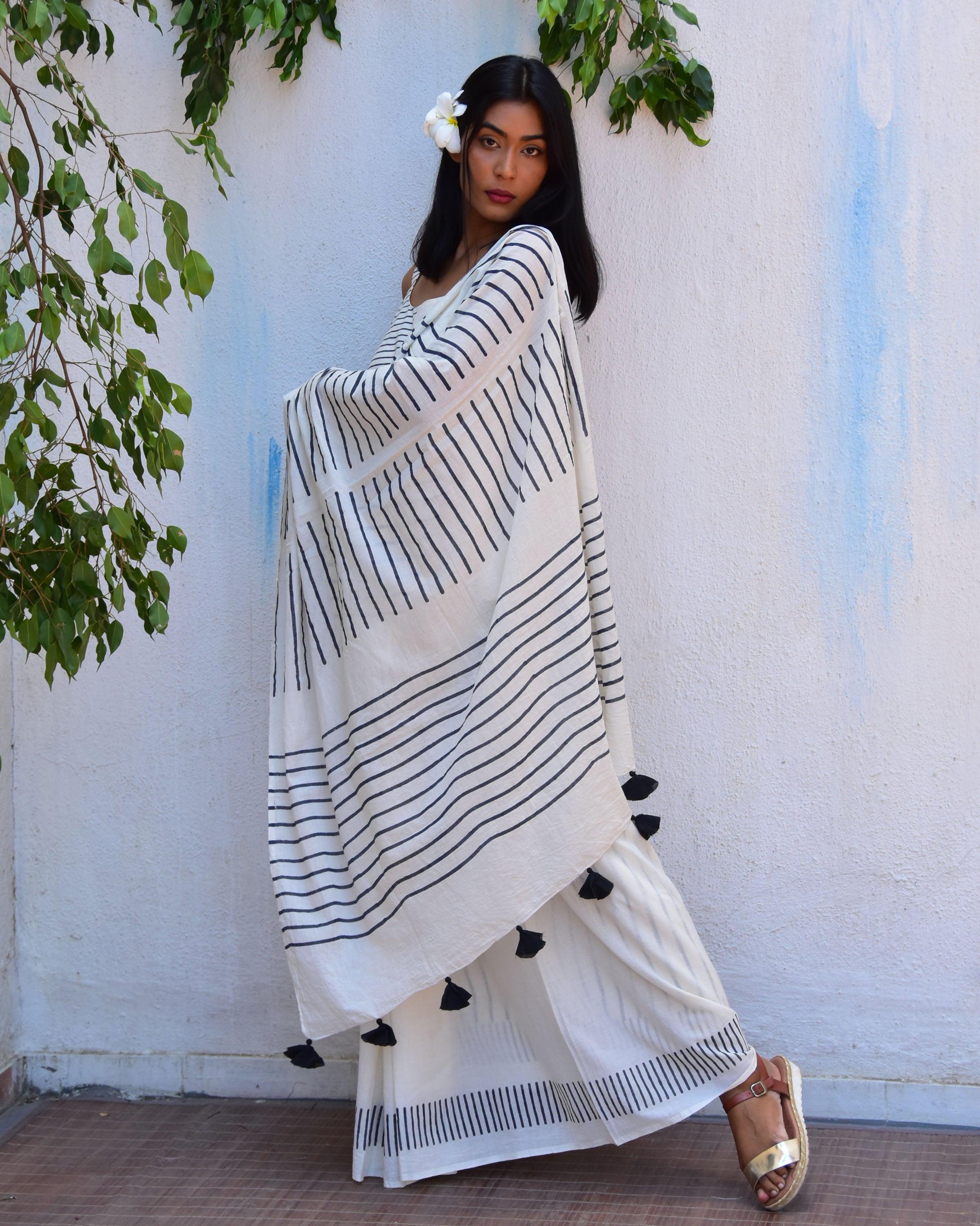 Handblockprinted Mulmul Cotton Saree | Cotton sarees | mul mul cotton saree | Cotton saree online | Cotton mul mul saree| Chidiyaa