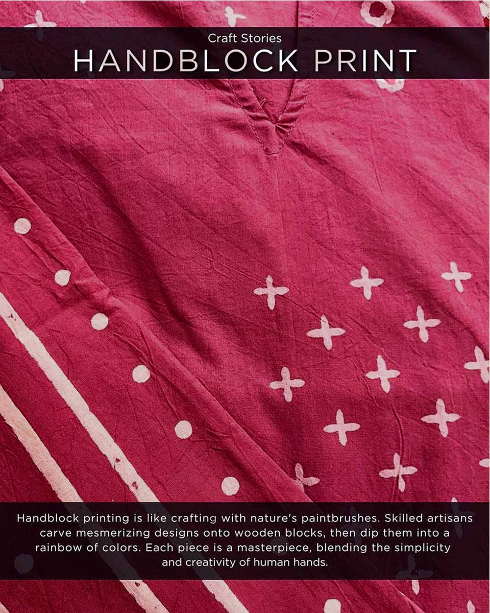 Pink Blockprinted Cotton Kurta Set Of 2