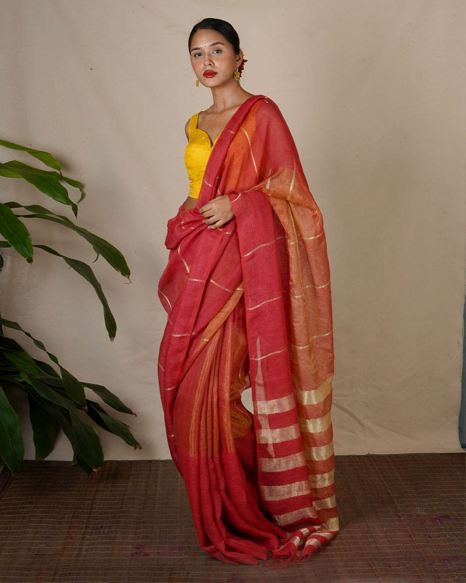 Rashmi Handwoven Linen Zari Blouse - Eknoor