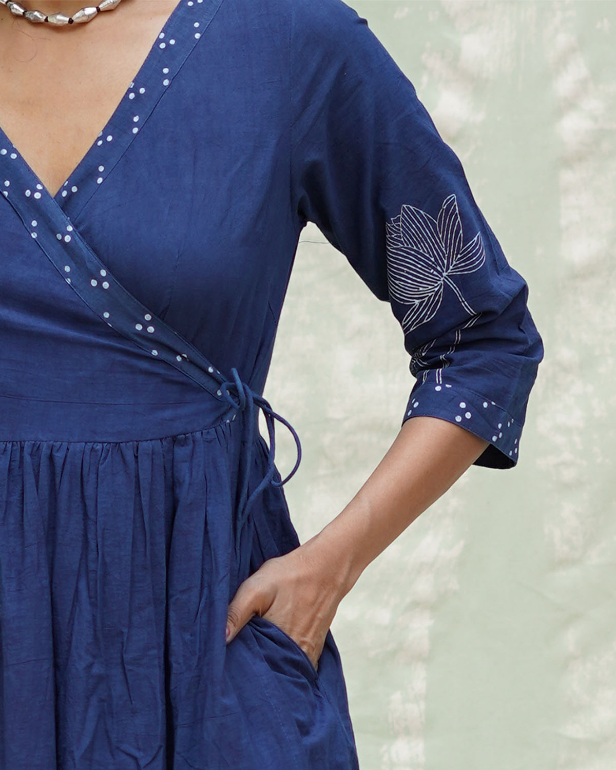 Aslekhi Blue Handblock Print Cotton Dress - INDI