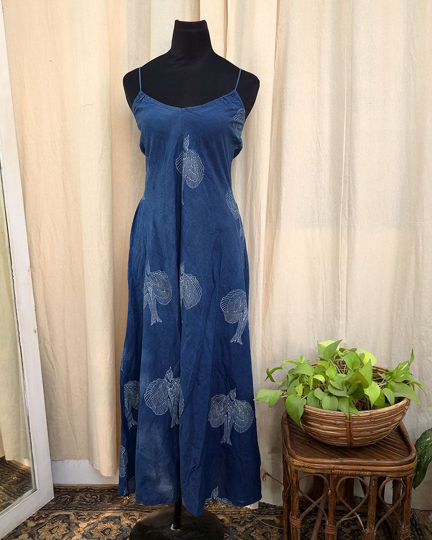 Vanya Blue handblock printed cotton dress - Love Despite