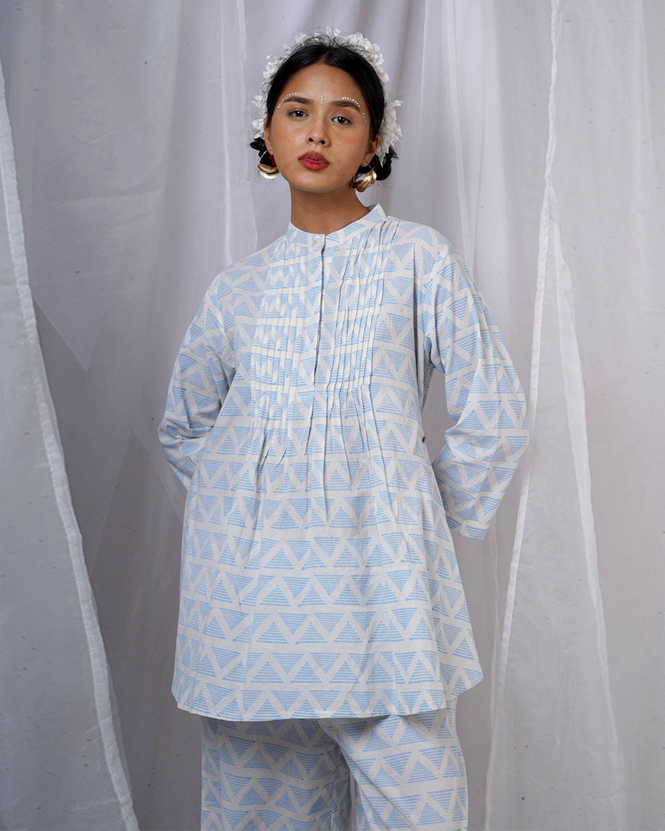 Kuhu Ivory Hand Block Printed Top-BAD