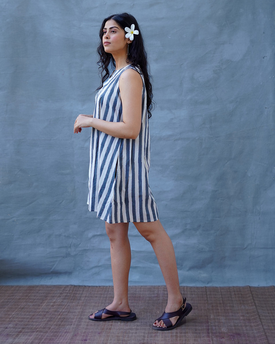 Monsoon Tide Grey Block Printed Dress - BMS
