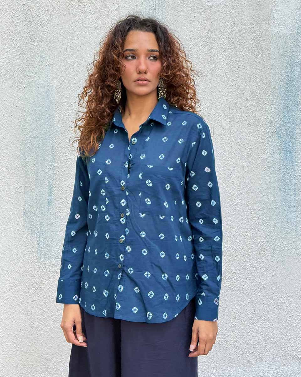 Bard of Blue Bandhej Cotton Shirt