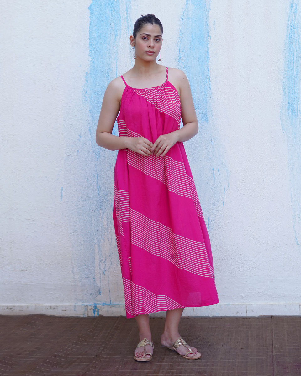 Titli Pink Handblock Print Cotton Dress - BFG